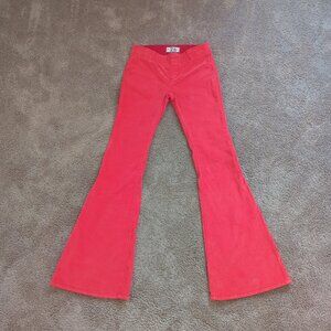 Free People Midrise Penny Pull-On Stretch Corduroy Red Flare Pants - Size 26